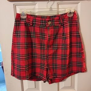 ROMWE Red Tartan Women's Shorts